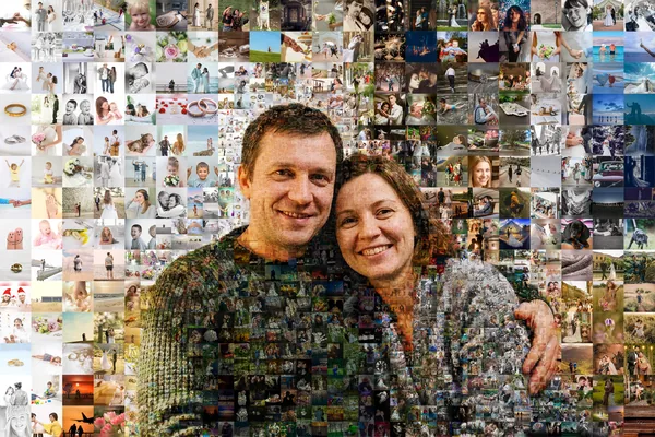 Тот же домашний снимок пары на диване, собранный с мягкими лицами
